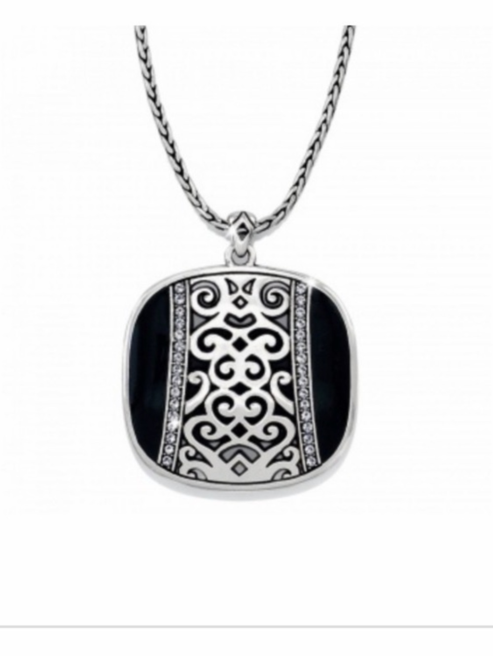 Brighton Shadow Play reversible  Silver Necklace Gold/ Black/ Crystal Accents